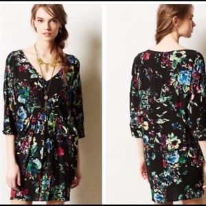 Anthropologie Maeve Black Floral Dress